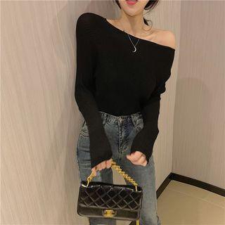 Off-shoulder Knit Top Black - One Size
