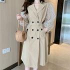 Dotted Panel Double-breasted Midi Trench Coat