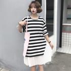 Striped Short-sleeve Mock Two-piece T-shirt
