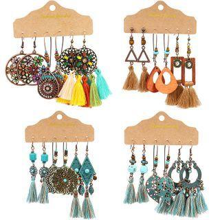 3 Pair Set : Tassel / Alloy Dangle Earring (assorted Designs)