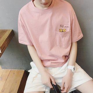 Cartoon Print Short-sleeve Pocket T-shirt