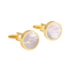 Simple And Elegant Plated Gold Geometric Round Shell Cufflinks Golden - One Size