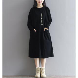 Printed Back Long Sleeve T-shirt Dress