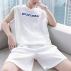 Lettering Oversized Tank Top / Wide Leg Sweatshorts