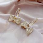 Rhinestone Bow Dangle Earring 1 Pair - 925 Silver Needle - As Shown In Figure - One Size