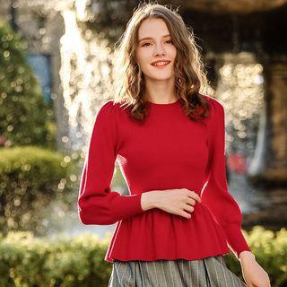 Elasticized Waist Knit Top