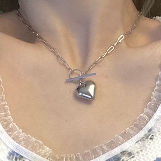 Heart Necklace 0947a - Silver - One Size