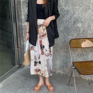 Print High-waist Skirt As Figure - One Size