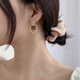 Disc & Hoop Sterling Silver Dangle Earring 1 Pair - Disc & Hoop Sterling Silver Dangle Earring - Gold & Brown - One Size