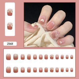 Bow Faux Nail Tips Z068 - Pink - One Size