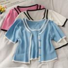 U-neck Mock Two-piece Light Knit Top