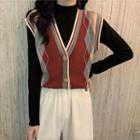 Argyle Knit Vest / Long-sleeve Top