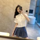 Short-sleeve Shirt / Plaid Pleated Skirt