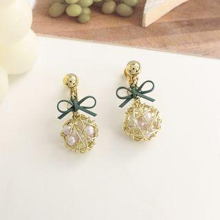 Wirework Faux Pearl Alloy Dangle Earring