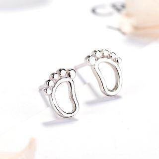 925 Sterling Silver Footprint Earring Silver - One Size