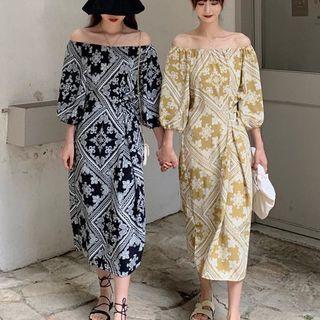 Wide Boatneck Collar Dress