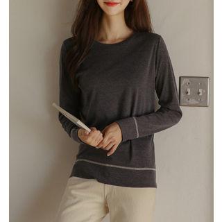 Overlock-stitch Textured T-shirt