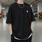 Elbow-sleeve Spot Print T-shirt