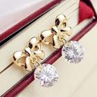 Ribbon Rhinestone Drop Earrings