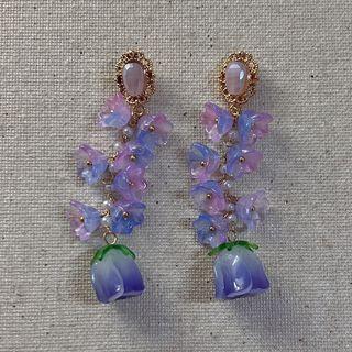 Flower Resin Alloy Dangle Earring 1 Pair - Purple - One Size