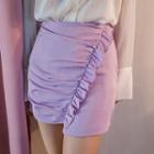 Frill-trim Shirred Mini Skirt