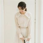 Bell-sleeve Plaid Blouse As Shown In Figure - One Size