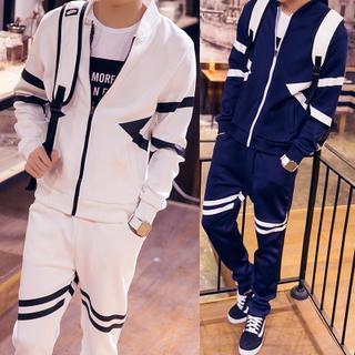 Set : Contrast Striped Jacket + Pants
