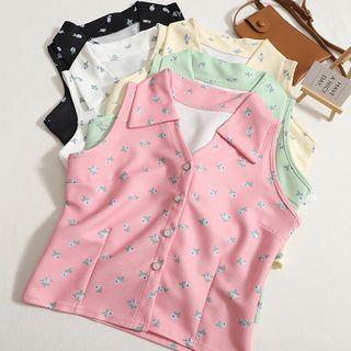 Floral Print Button-up Tank Top