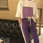 Short-sleeve Print T-shirt / Two-tone Sweatpants