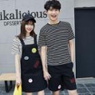 Couple Matching Stripe Short-sleeve T-shirt / Applique Pinafore / Shorts