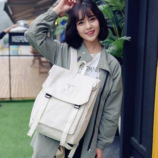 Belted Flap Canvas Backpack