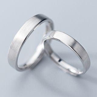 925 Sterling Silver Brushed Ring 1 Pair - Open Ring - 925 Sterling Silver - One Size