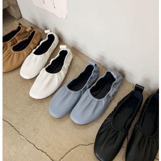 Ruched Faux-leather Flats