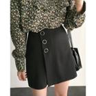 Button-detail Wrap-front A-line Skirt