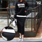 Set: Brushed Fleece-lined Lettering Top + Maxi Skirt