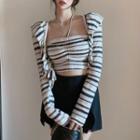 Striped Light Jacket / Halter Top / Set