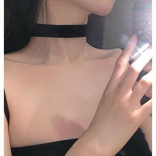 Adjustable Ribbon Choker Black - One Size