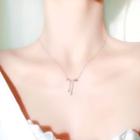 925 Sterling Silver Bow Pendant Necklace 1 Pcs - Butterfly - Silver - One Size