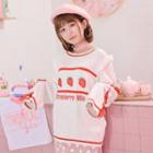 Strawberry Bow Long-sleeve Knit Sweater
