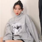 Applique Fleece-lined Long-sleeve Sweatshirt