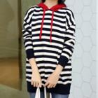 Striped Hooded Sweater Stripes - Black & White - One Size