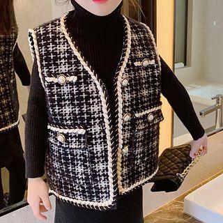 Family Matching Tweed Buttoned Vest
