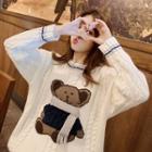 Bear Cable Knit Sweater Off-white - One Size