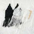 Sleeveless Lace Fringed Cropped Top