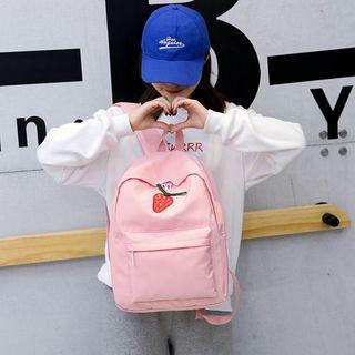 Strawberry Applique Canvas Backpack