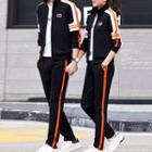 Couple-matching Contrast-lining Zip Jacket / Sweatpants / T-shirt / Set