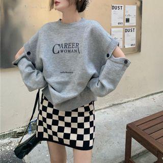 Cutout Lettering Sweater
