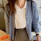 Puff-sleeve Double Breasted Blouse
