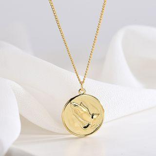 925 Sterling Silver Clapping Hands Disc Necklace Ns278 - One Size