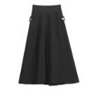 High-waist Plain Dual-pocket Corduroy Midi Skirt